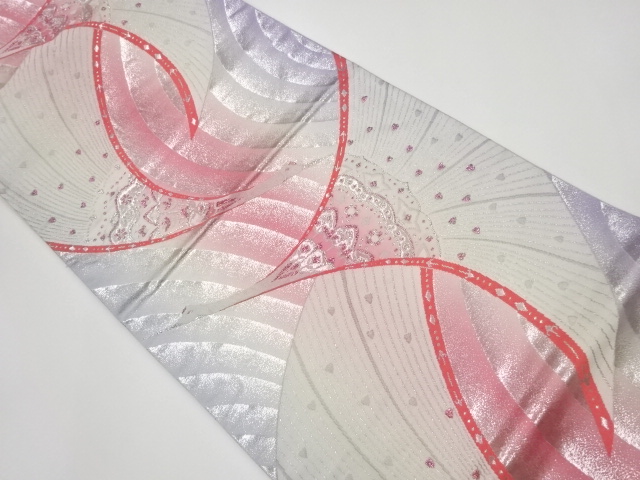 リサイクル　抽象孔雀模様織出し袋帯